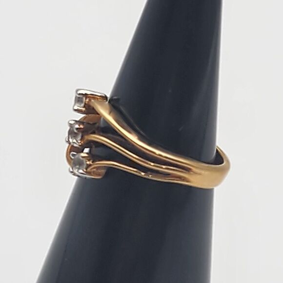 Vintage Joseph Esposite 14K Gold Filled 3 CZ Ring (4) - Picture 3 of 7